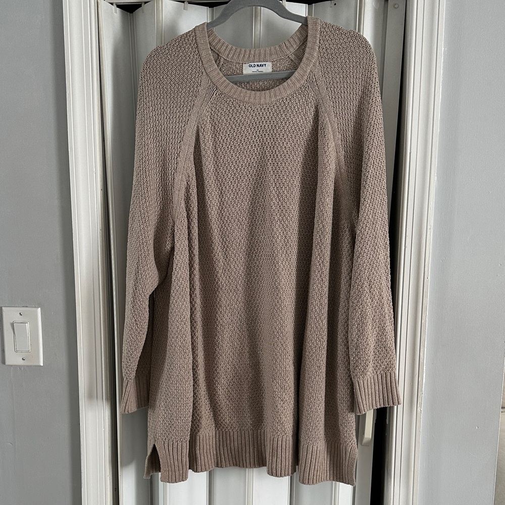 Old Navy Textured Taupe Tunic Sweater